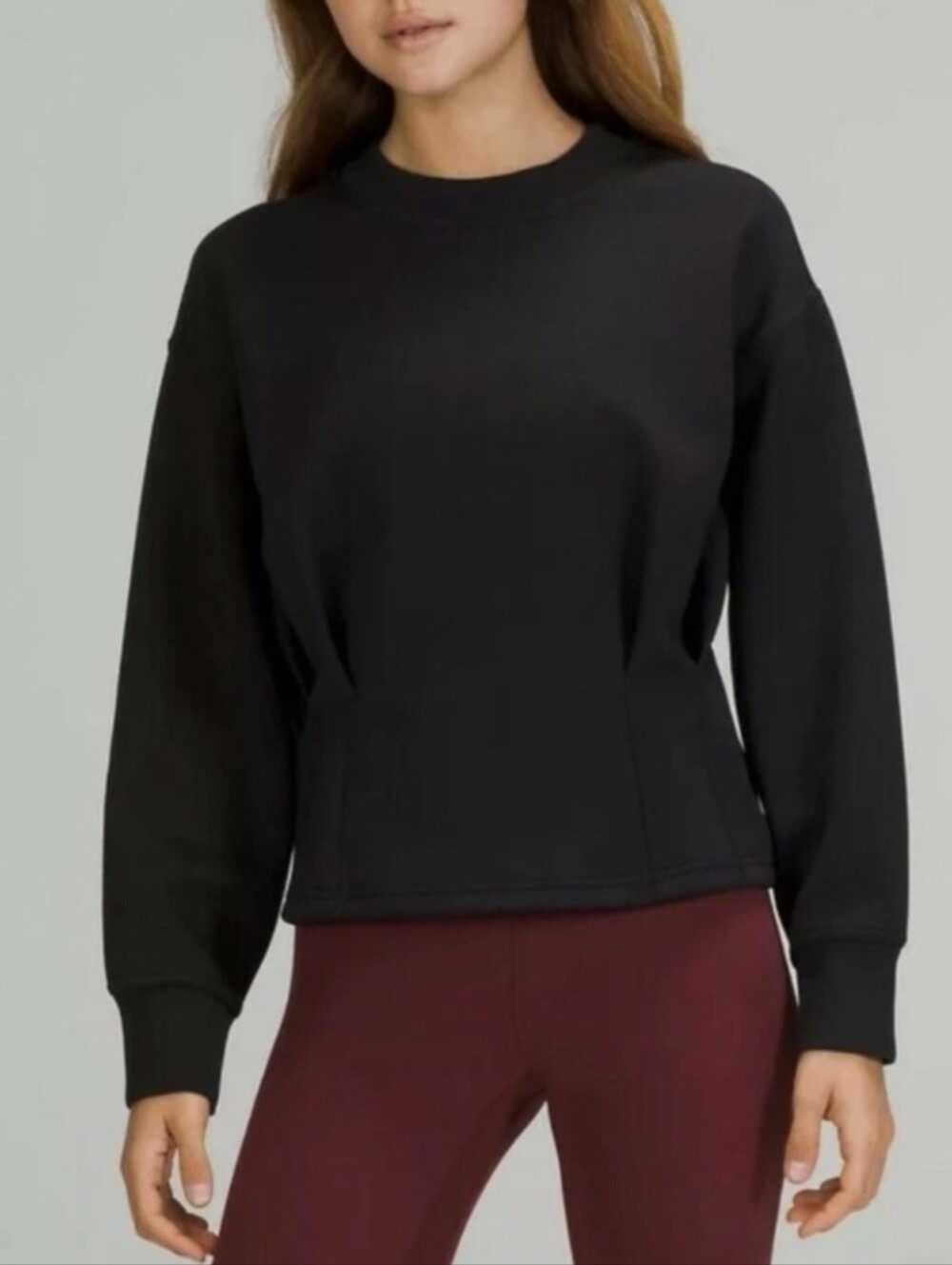 Lululemon Gathered Waist Crew Neck Sweatshirt Black Size 8